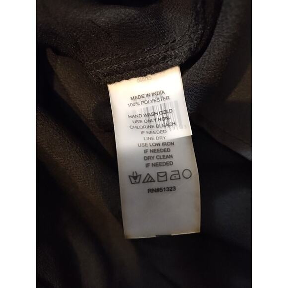 VINCE CAMUTO Womens Black Ruffled cuff Satin Formal Long Sleeve Faux Wrap Top XS - Picture 7 of 7